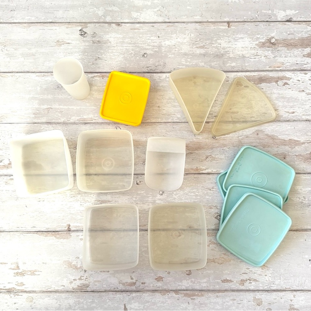 Vintage Tupperware Lot Food Storage Containers Cup Square Modular Mates 14pc